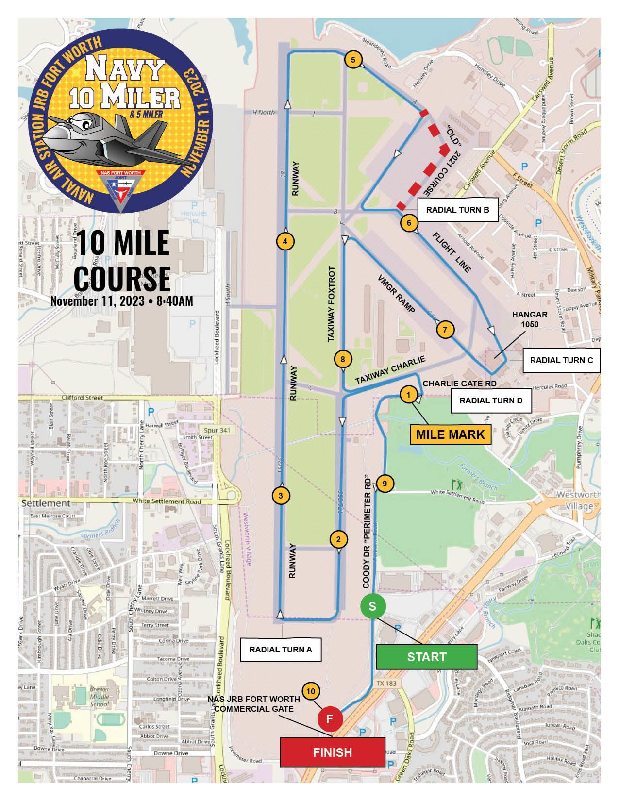 Navy 10 Miler 10 Mile Map