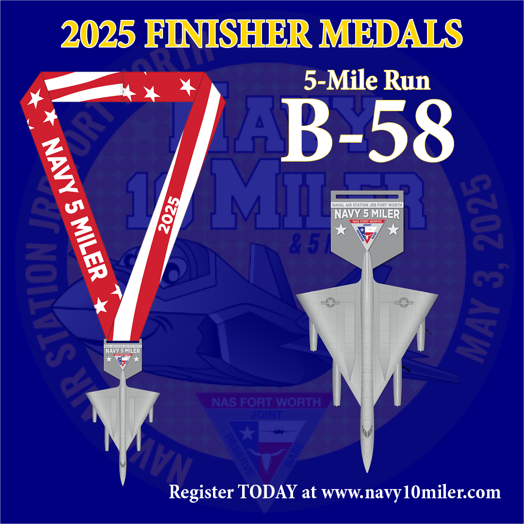 5mile Run Finisher Medal of a B-58 Navy 5 Miler 2025